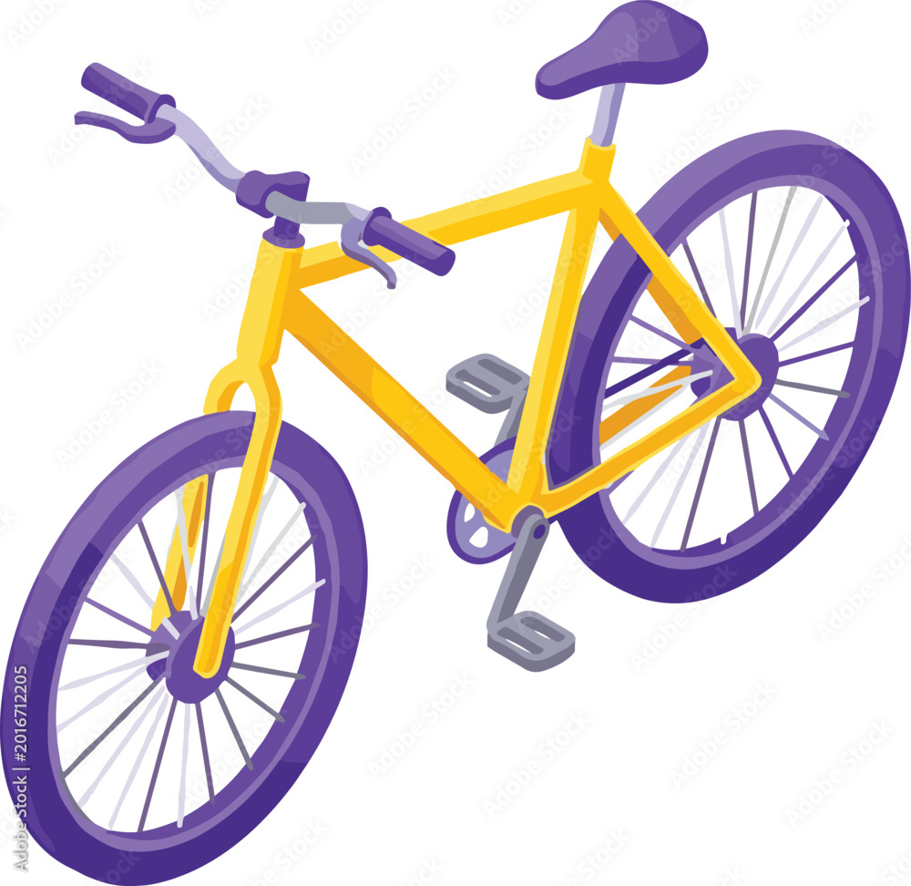 Obraz premium Colorful Bicycle Illustration with Modern Design and Purple Wheels for Transportation, Outdoor Activity, Fitness, and Eco Friendly Lifestyle Concepts
