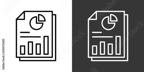 Photos Report Black And White Icon Set Collection Pack Vector Illustration