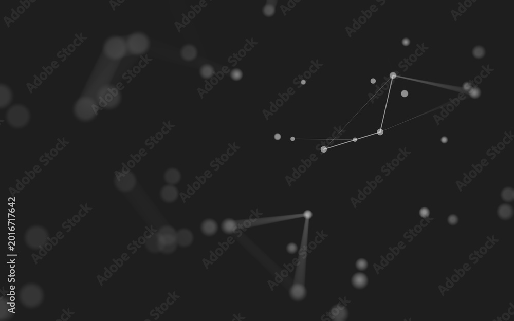 Fototapeta premium Abstract background. Molecules technology with polygonal shapes, connecting dots and lines. Connection structure. Big data visualization.