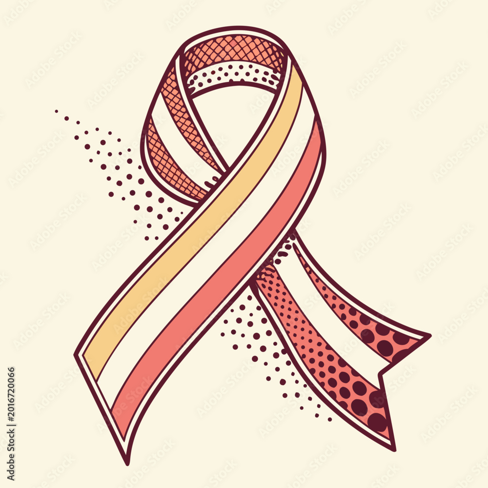 Obraz premium Awareness ribbon with dotted details and stripes.