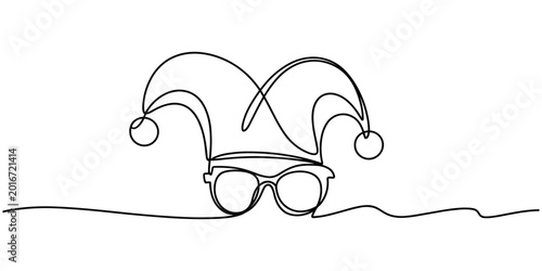 Tableau sur toile self drawing of Continuous one line drawing of Colorful Circus Festival Vector ,