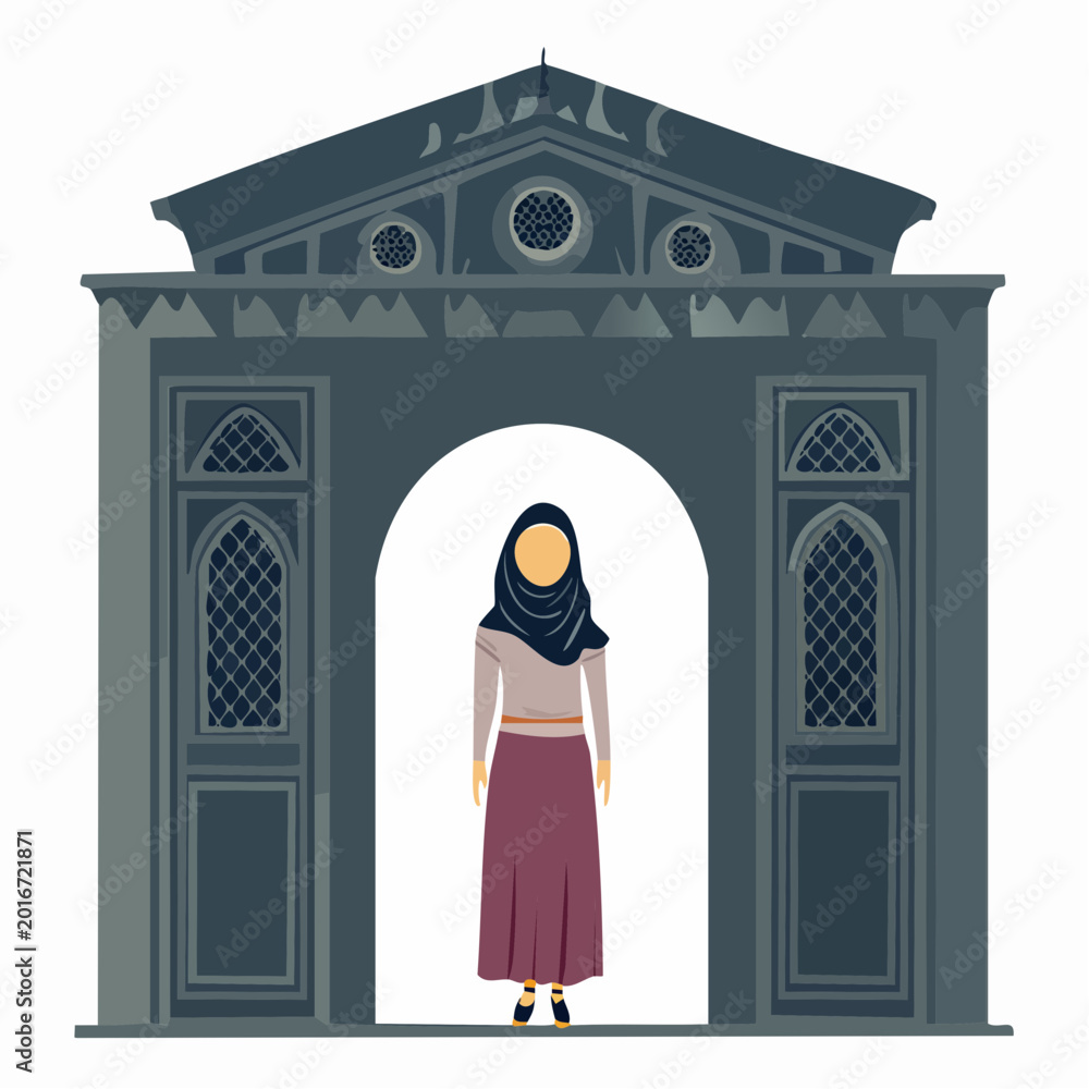 Fototapeta premium Woman in Hijab Standing in an Archway