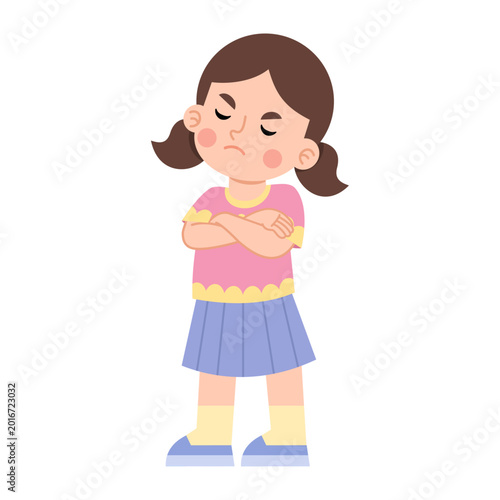 Illustration of Angry Girl with Crossed Arms