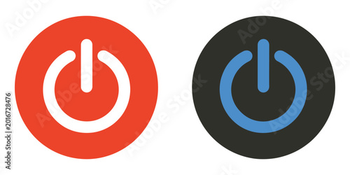 Fotografia Power button icon, minimalist on and off switch symbol with modern circular design, technology interface element isolated on a clean white background