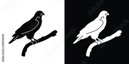 Slika na platnu Hawk icon vector, hawk silhouette, black and white silhouette, flat solid logo,