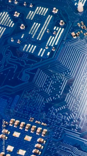 Electronic printed circuit board. Vertical video.