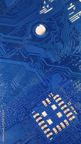 Electronic printed circuit board. Vertical video.