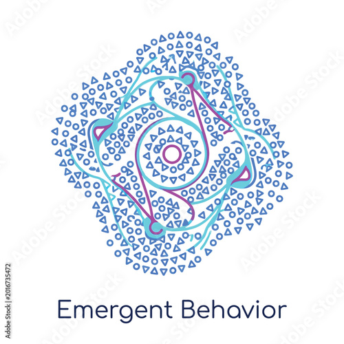 Photos Emergent behavior icon, self organizing pattern, local rules forming order, comp