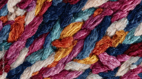Abstract swirling brushstrokes in vibrant red orange yellow and purple