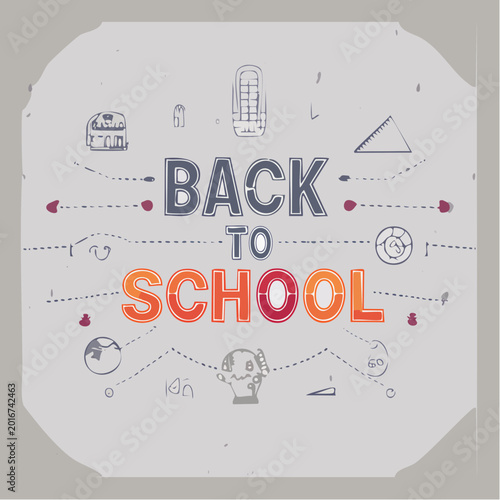 Back to School Hand-Drawn Illustration with School Supplies and Icons
