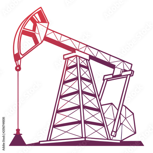Fotografía Oil derrick pump jack silhouette vector icon art.