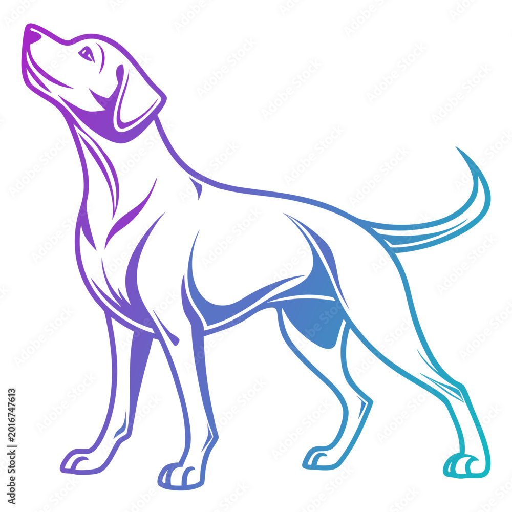 Fototapeta premium Modern dog silhouette design with gradient shadows.