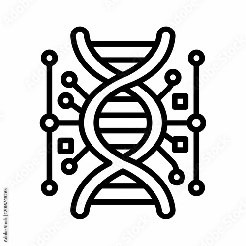 DNA Double Helix Digital Circuit Board Network Monoline Icon