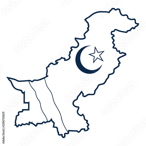 Φωτογραφία Pakistan country map outline with vertical dividing lines.