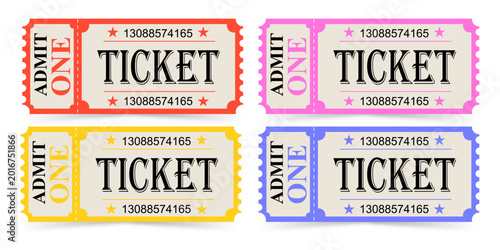 Φωτογραφία Collection of colorful admit one tickets for events and entertainment