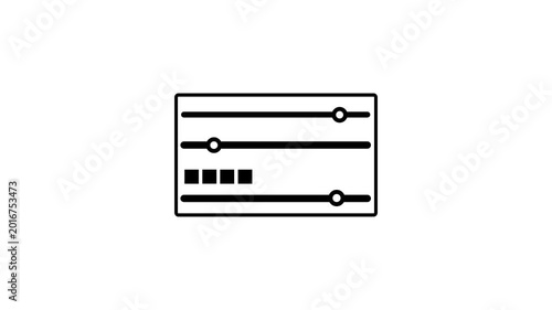 Minimalist animated loading bar progress indicator with three horizontal lines and circular dots