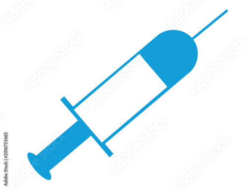 Photos Medical syringe vector icon, blue hypodermic needle illustration, healthcare inj