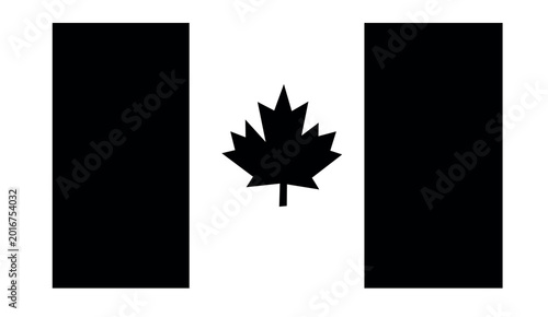 Canada flag icon in black and white, Canadian national symbol, maple leaf vector illustration