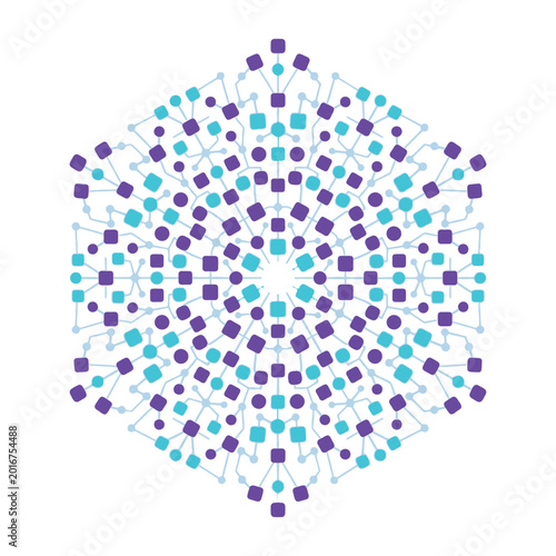 Εκτύπωση καμβά Complex network field icon, swarm pattern visualization, emergent nodes and link