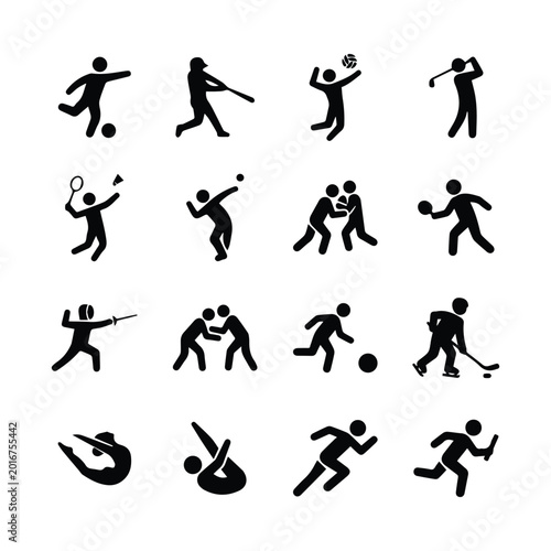 Photography Set of sports and recreation vector icons representing various activities