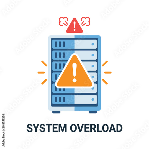 Foto System overload dashboard alert signal, capacity threshold exceeded, incident re
