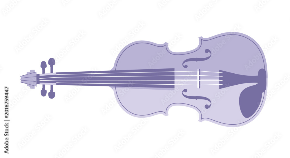 Fototapeta premium Minimalist purple violin illustration on white background.