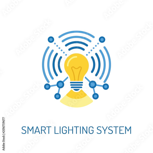 Photos Smart lighting system, connected bulb with wireless signal, occupancy sensing, d