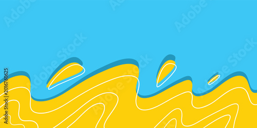 Photography Blue sky over a yellow sandy beach, perfect for travel brochures, summer vacation websites, or beachthemed designs
