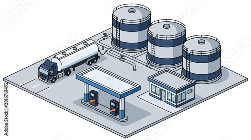 Foto Industrial Oil Storage Facility Tanks.