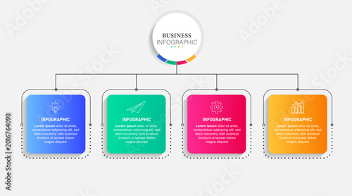 Business Infographic design template Vector with icons and 4 four options or steps. Can be used for process diagram, presentations, workflow layout, banner, flow chart, info graph