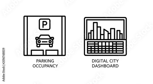 Fotografía Smart city infrastructure parking occupancy and digital dashboard icons