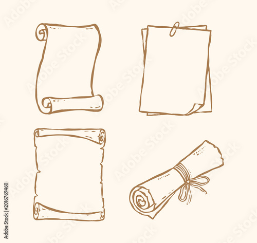 vintage old paper scroll hand drawn
