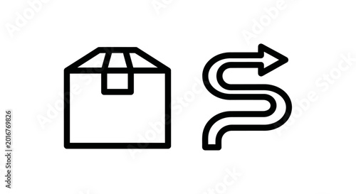 Bild auf Leinwand Package delivery route icon with delivery cardboard shipping logistics