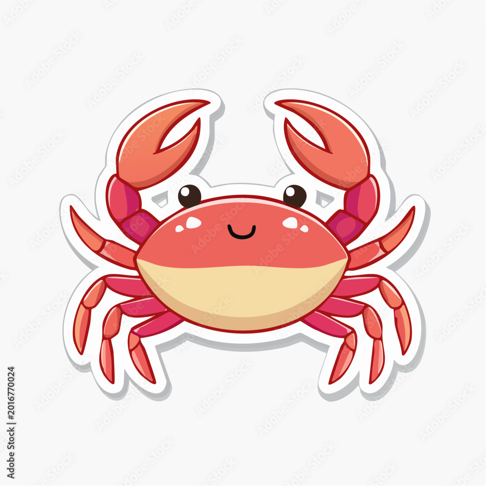 Fototapeta premium Cute Cartoon Crab Sticker