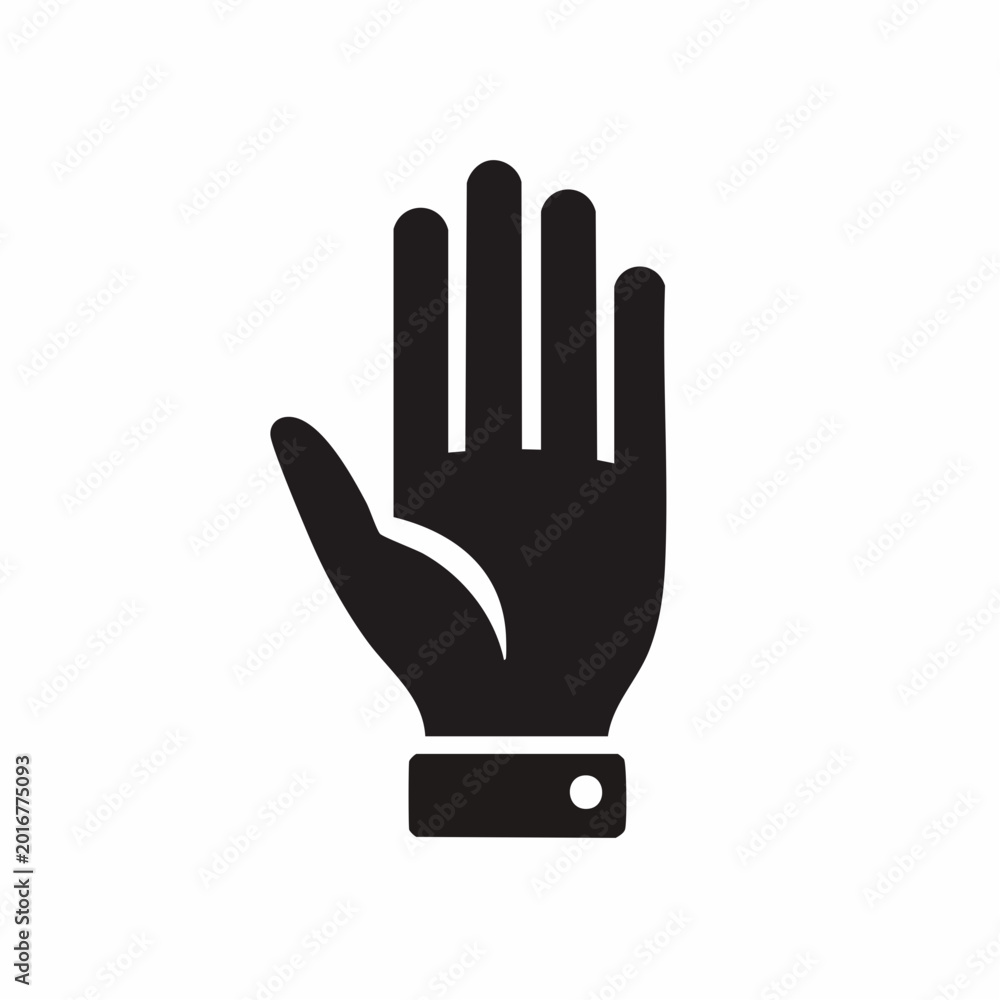 Obraz premium Black Hand Icon with Open Palm and Fingers Raised