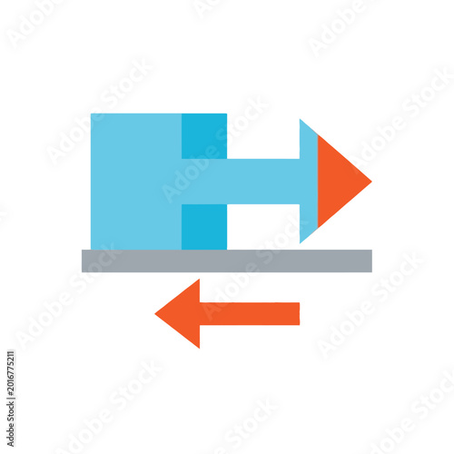 Foto Friction resistance graphic, block against surface, opposing arrow shows drag, p
