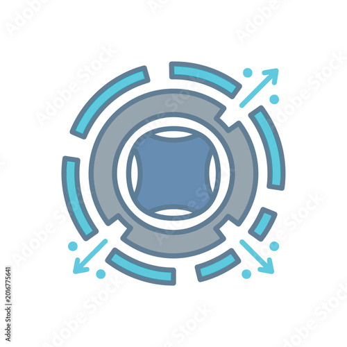 Foto Flow optimization concept icon, circular gateway with exiting arrow, bottleneck
