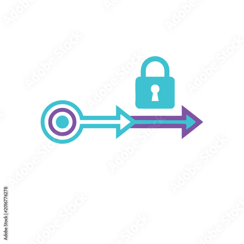 Fotografia Path dependency concept icon, locked route toward target, early choices constrai