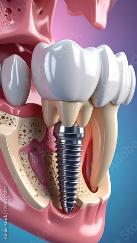 A dental implant in a human jawbone with teeth (1)