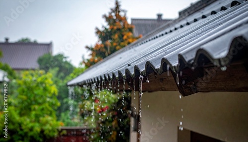 Elegant traditional Japanese roof architecture surrounded by colorful autumn foliage, capturing cultural heritage and peaceful seasonal atmosphere.