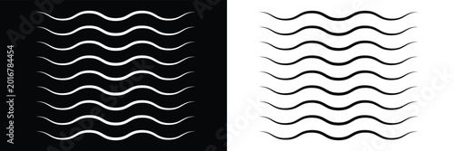 Fotografija Black vector seamless wavy line pattern