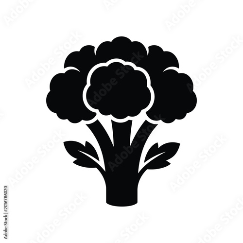 Black and white broccoli icon isolated on background