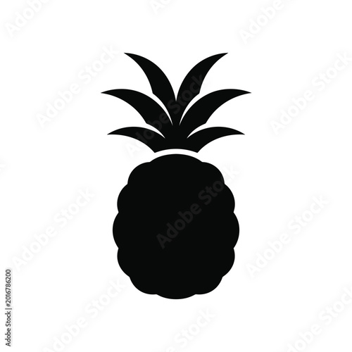 Black pineapple icon with green leaves on top