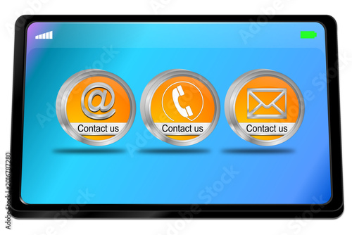 Valokuva Tablet computer with Contact us Button - 3D illustration