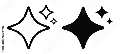 AI Technology Icon Set with Sparkle Star Symbols and Digital Interface Design