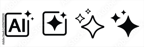 Artificial Intelligence Icon Pack with Sparkle Star Generate Symbols Vector Illustration