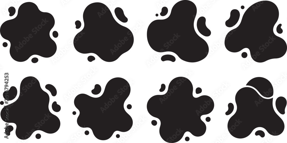 Fototapeta premium Black ink splatters on white background illustration