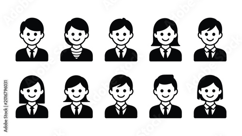 Canvastavla Diverse group of friendly young professionals in formal attire depicted as avata