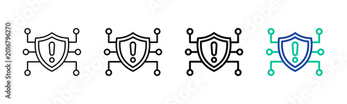 Bild auf Leinwand Cybersecurity Threats Icon Collection Different Style Outline