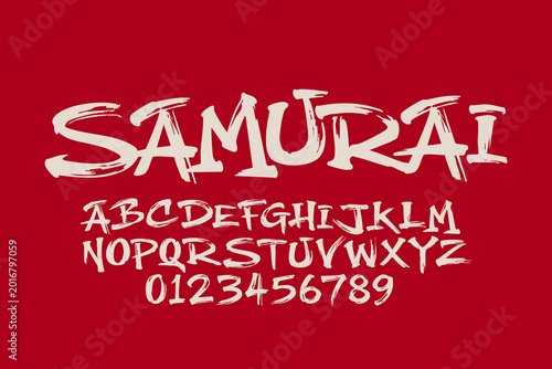 A japan brush style font with the word Samurai 